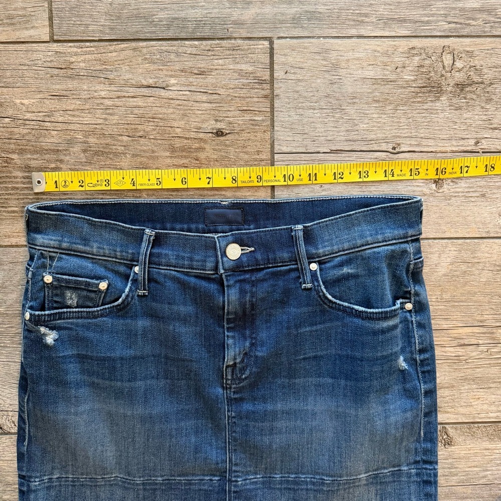 MOTHER Denim Mini Skirt Size 27 Blue Distressed Frayed Hem - Picture 7 of 8